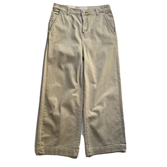 NEW CASLON Nordstrom Wide Leg High Waist Crop Chino Pant Trouser Size 28 Tan - Picture 6 of 10